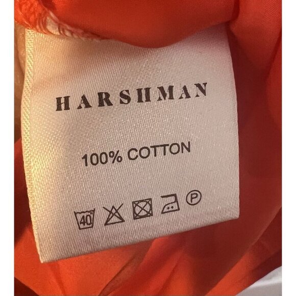 HARSHMAN Medina Blouse Top Plus Sz 2X ORANGE CORAL 100% Cotton Hi Low Hem $225 - Picture 6 of 8